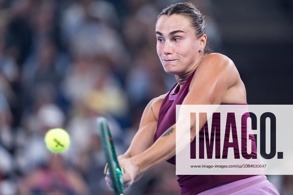 Aryna Sabalenka of Belarus plays against Ann Li of USA ( not in view) during the Wuhan Open final match at the Optics Valley International Tennis Center. Ann li defeated Aryna Sabalenka with a score of 3-6, 6-4, 7-6. Wuhan China - ZUMAs197 20261014_aaa_s197_239