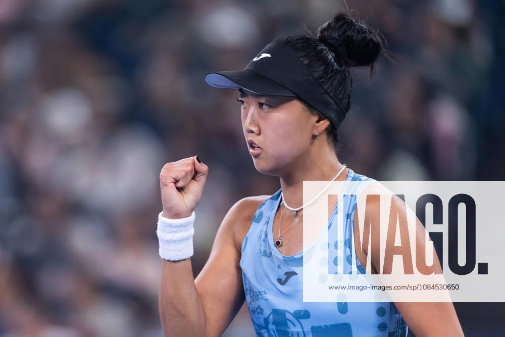 Ann Li of USA celebrates her win against Aryna Sabalenka of Belarus (not in view) during their women s singles match on day 3 of Wuhan Open at the Optics Valley International Tennis Center. Ann li defeated Aryna Sabalenka with a score of 3-6, 6-4, 7-6. Wuhan China - ZUMAs197 20261014_aaa_s197_240