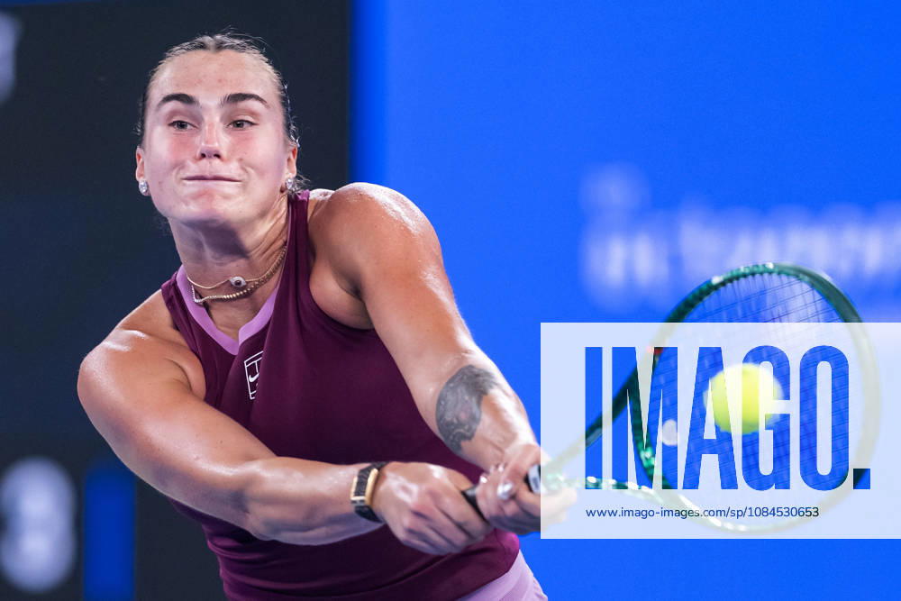 Aryna Sabalenka of Belarus plays against Ann Li of USA ( not in view) during the Wuhan Open final match at the Optics Valley International Tennis Center. Ann li defeated Aryna Sabalenka with a score of 3-6, 6-4, 7-6. Wuhan China - ZUMAs197 20261014_aaa_s197_236