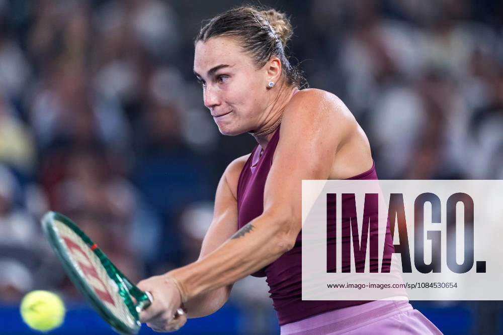 Aryna Sabalenka of Belarus plays against Ann Li of USA ( not in view) during the Wuhan Open final match at the Optics Valley International Tennis Center. Ann li defeated Aryna Sabalenka with a score of 3-6, 6-4, 7-6. Wuhan China - ZUMAs197 20261014_aaa_s197_241