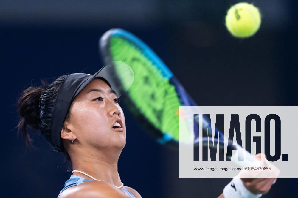 Ann Li of USA plays against with Aryna Sabalenka of Belarus ( not in view) during the Wuhan Open final match at the Optics Valley International Tennis Center. Ann li defeated Aryna Sabalenka with a score of 3-6, 6-4, 7-6. Wuhan China - ZUMAs197 20261014_aaa_s197_242