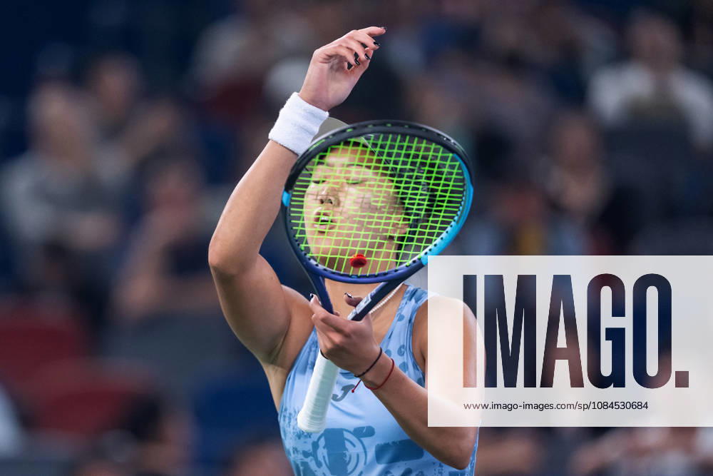 Ann Li of USA plays against with Aryna Sabalenka of Belarus ( not in view) during the Wuhan Open final match at the Optics Valley International Tennis Center. Ann li defeated Aryna Sabalenka with a score of 3-6, 6-4, 7-6. Wuhan China - ZUMAs197 20261014_aaa_s197_244