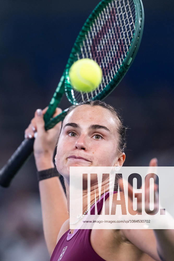 Aryna Sabalenka of Belarus plays against Ann Li of USA ( not in view) during the Wuhan Open final match at the Optics Valley International Tennis Center. Ann li defeated Aryna Sabalenka with a score of 3-6, 6-4, 7-6. Wuhan China - ZUMAs197 20261014_aaa_s197_248