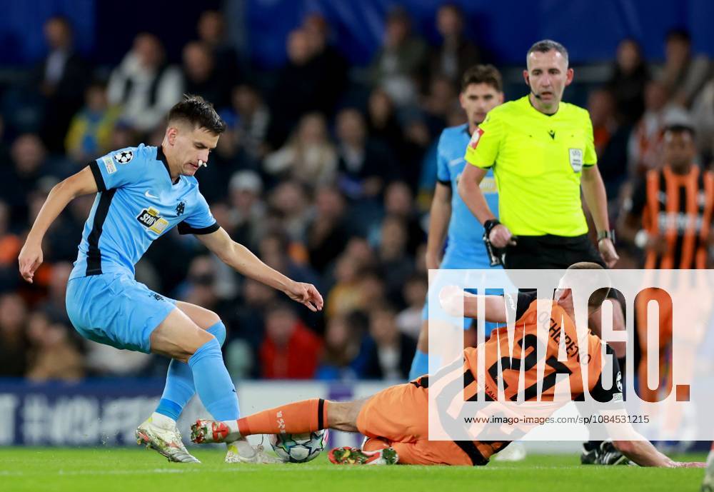 Milan Vitalis of AEK Athens in action against Oleh Ocheretko of Shakhtar Donetsk Shakhtar Donetsk v AEK, UEFA Champions League, Football, Stamford Bridge, London, UK - 14 Oct 2026London Stamford Bridge United Kingdom