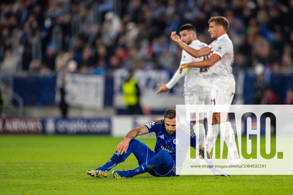 Tigran Barseghyan on the pitch disappointed during UEFA Champions league match , SK Slovan Bratislava - VFB Stuttgart , 14. october 2026, Tehelne pole Stadium, Bratislava, Slovakia