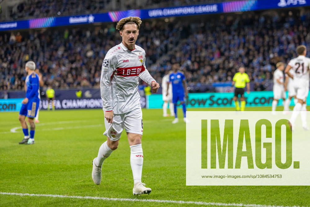 Angelo Stiller of VfB Stuttgart seen during UEFA Champions league League phase game between teams of SK Slovan Bratislava and VfB Stuttgart (Dominika Kortvelyesiova Ball Raw Images) Bratislava Tehelne Pole stadium Slovakia
