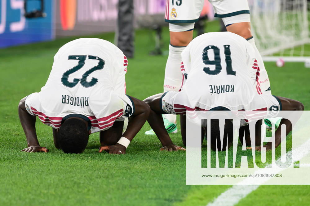 Antonio Rudiger of Real Madrid celebrates with Ibrahima Konate after scoring the goal of 3-4 during the UEFA Champions League 2026 2027 football match between AS Roma and Real Madrid at Stadio Olimpico in Rome (Italy), October 14, 2026. AndreaxStaccioli