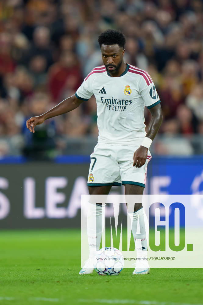 AS Roma v Real Madrid C.F. - UEFA Champions League 2026 27 League Phase MD2 Vinicius Junior of Real Madrid CF in action during the AS Roma v Real Madrid C.F. - UEFA Champions League 2026 27 League Phase MD2 at Stadio Olimpico on October 14, 2026 in Rome, Italy Rome Stadio Olimpico Lazio Italy