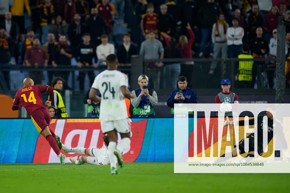 AS Roma v Real Madrid C.F. - UEFA Champions League 2026 27 League Phase MD2 Donyell Malen of AS Roma scores second goal during the AS Roma v Real Madrid C.F. - UEFA Champions League 2026 27 League Phase MD2 at Stadio Olimpico on October 14, 2026 in Rome, Italy Rome Stadio Olimpico Lazio Italy