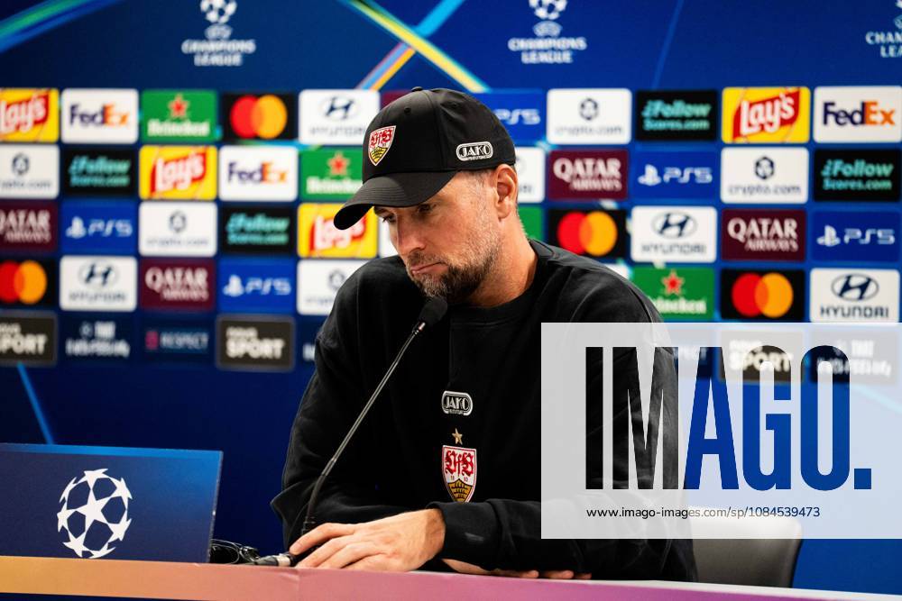 Champions League, Matchday 2, Slovan Bratislava vs. VfB Stuttgart at Tehelné Pole National Football Stadium Sebastian Hoeneß, VfB, at the post-match press conference IMPORTANT NOTICE In accordance with DFB and DFL regulations, it is prohibited to use or allow the use of photographs taken in the stadium and or during the match in the form of sequential images and or video-like photo series