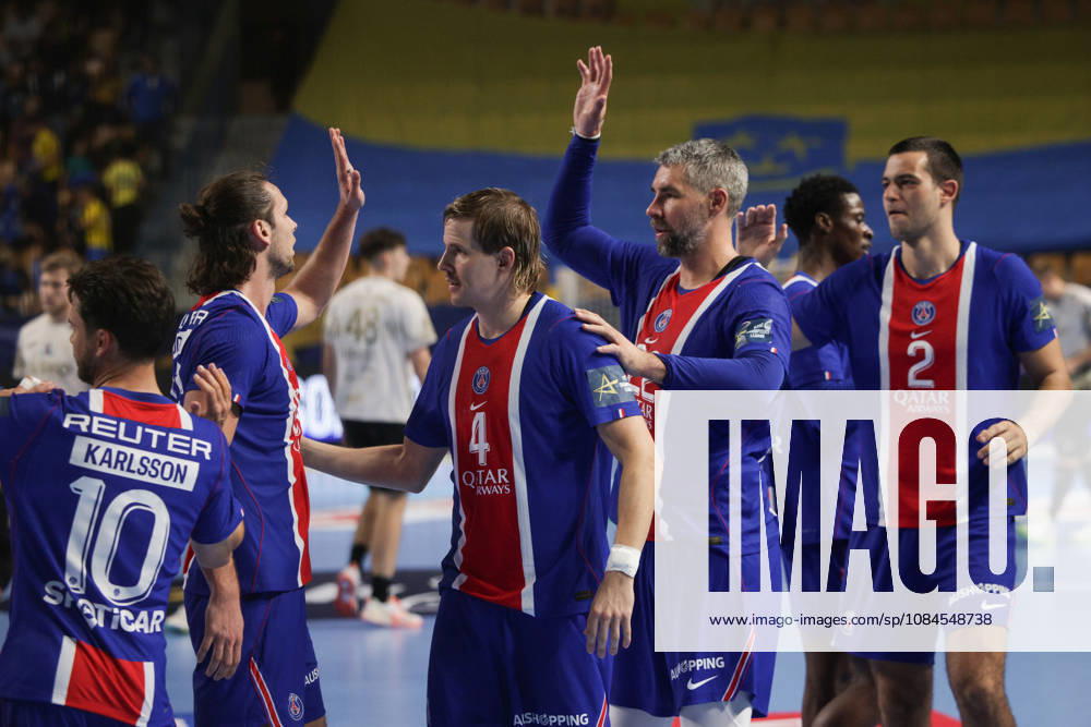 (261015) -- CELJE, Oct. 15, 2026 -- Players of Paris Saint-Germain celebrate after winning the European Handball Federation (EHF) Champions League match between RK Celje Pivovarna Lasko and Paris Saint-Germain at Zlatorog Sports Hall in Celje, Slovenia, Oct.14, 2026. (Photo by Xinhua) (SP)SLOVENIA-CELJE-HANDBALL-EHF CHAMPIONS LEAGUE-RK CELJE PIVOVARNA LASKO VS PARIS SAINT-GERMAIN ZeljkoxStevanic