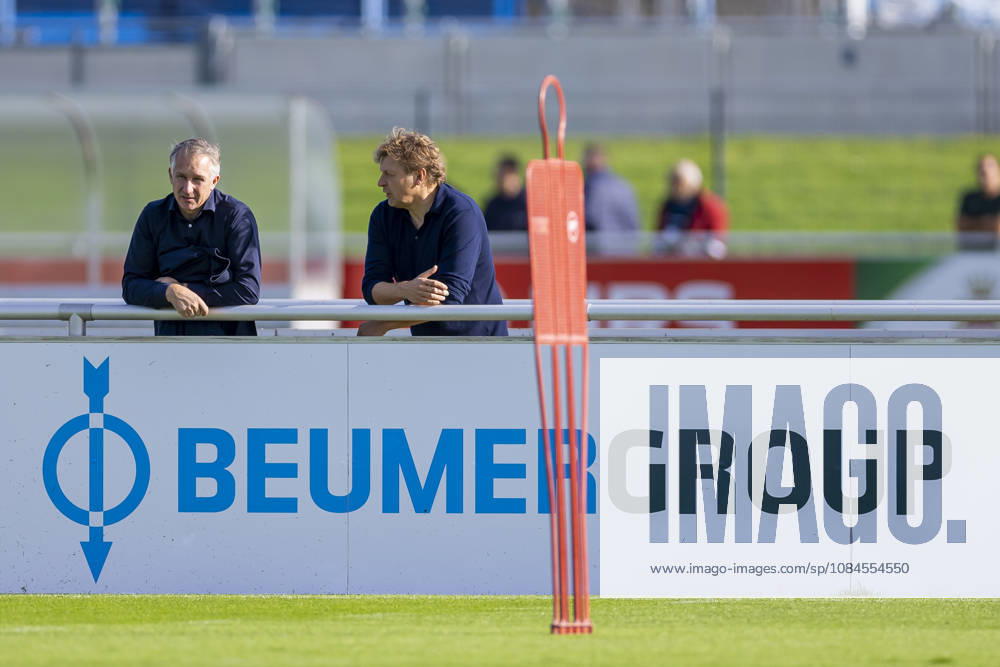 Soccer, FC Schalke 04 training session, with Frank Baumann, Sporting Director of FC Schalke 04, and Youri Mulder, Director of Professional Soccer at FC Schalke 04, at the FC Schalke 04 training facility in Gelsenkirchen, North Rhine-Westphalia, Germany xRHR PHOTO YYx