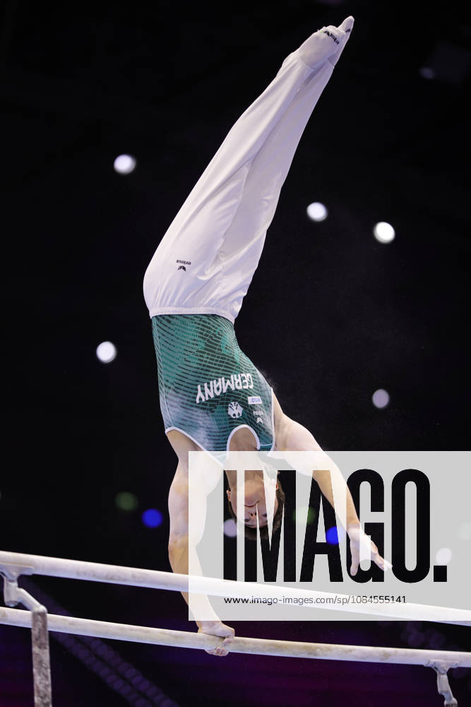 Radomyr Stelmakh, GER, during podium practice at the 2026 World Championships in Rotterdam on October 15, 2026