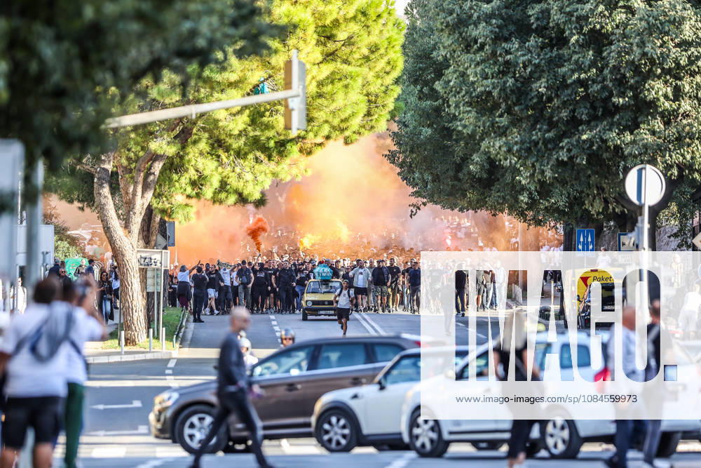 Corteo of Torcida, supporters of Hajduk Split Toricida, supporters of Hajduk Split, on their way to Poljud Stadium ahead of the UEFA Conference League match between HNK Hajduk Split and Ajax, in Split, Croatia, on October 15, 2026. IvanaxIvanovic PIXSELL