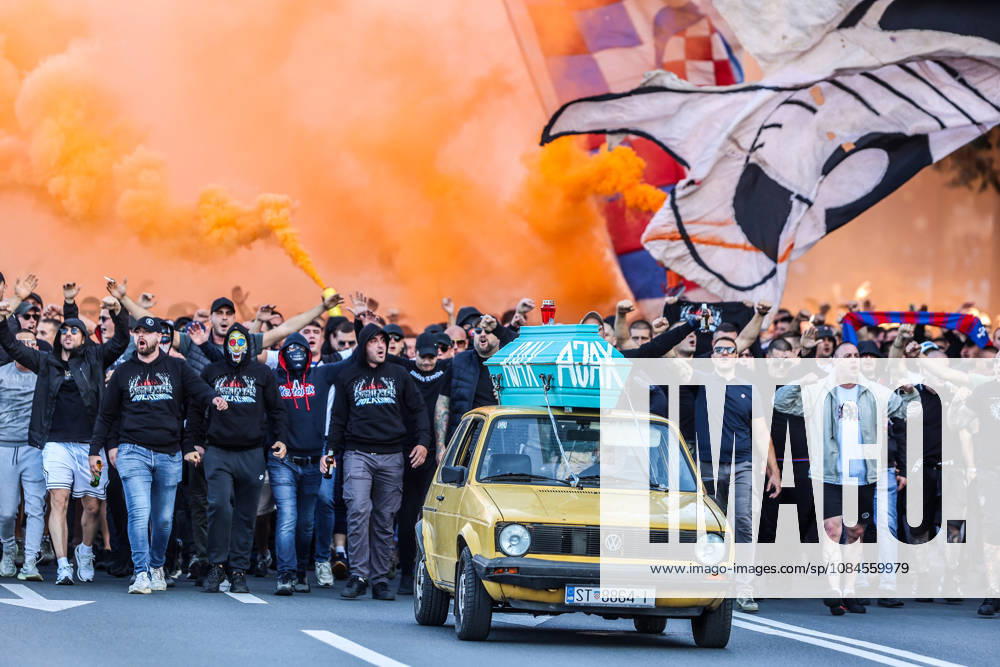 Corteo of Torcida, supporters of Hajduk Split Toricida, supporters of Hajduk Split, on their way to Poljud Stadium ahead of the UEFA Conference League match between HNK Hajduk Split and Ajax, in Split, Croatia, on October 15, 2026. IvanaxIvanovic PIXSELL