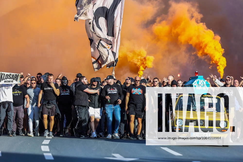 Corteo of Torcida, supporters of Hajduk Split Toricida, supporters of Hajduk Split, on their way to Poljud Stadium ahead of the UEFA Conference League match between HNK Hajduk Split and Ajax, in Split, Croatia, on October 15, 2026. IvanaxIvanovic PIXSELL