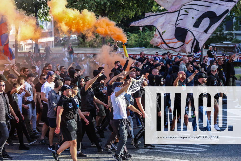 Corteo of Torcida, supporters of Hajduk Split Toricida, supporters of Hajduk Split, on their way to Poljud Stadium ahead of the UEFA Conference League match between HNK Hajduk Split and Ajax, in Split, Croatia, on October 15, 2026. IvanaxIvanovic PIXSELL