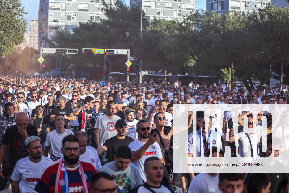 Corteo of Torcida, supporters of Hajduk Split Toricida, supporters of Hajduk Split, on their way to Poljud Stadium ahead of the UEFA Conference League match between HNK Hajduk Split and Ajax, in Split, Croatia, on October 15, 2026. IvanaxIvanovic PIXSELL