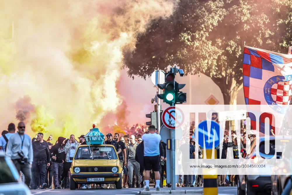 Corteo of Torcida, supporters of Hajduk Split Toricida, supporters of Hajduk Split, on their way to Poljud Stadium ahead of the UEFA Conference League match between HNK Hajduk Split and Ajax, in Split, Croatia, on October 15, 2026. IvanaxIvanovic PIXSELL