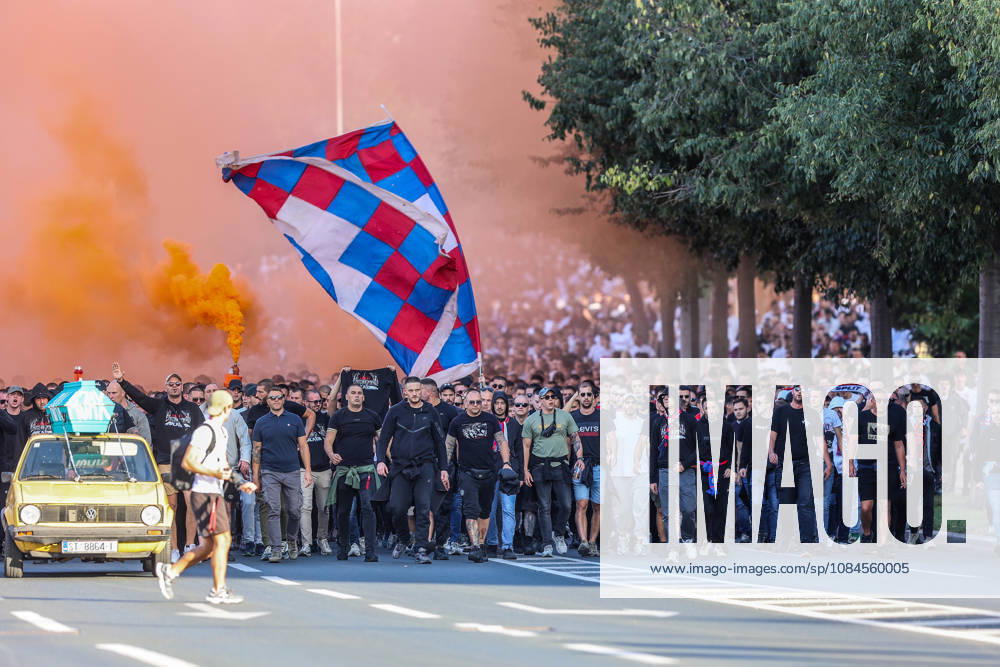 Corteo of Torcida, supporters of Hajduk Split Toricida, supporters of Hajduk Split, on their way to Poljud Stadium ahead of the UEFA Conference League match between HNK Hajduk Split and Ajax, in Split, Croatia, on October 15, 2026. IvanaxIvanovic PIXSELL