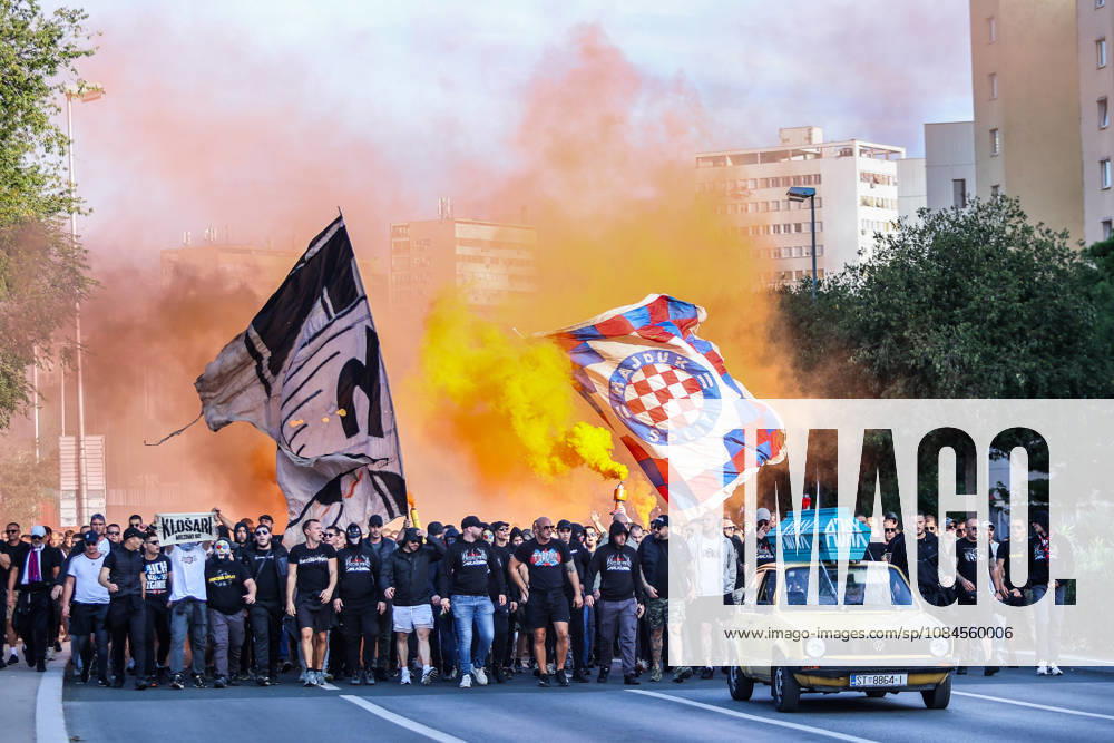 Corteo of Torcida, supporters of Hajduk Split Toricida, supporters of Hajduk Split, on their way to Poljud Stadium ahead of the UEFA Conference League match between HNK Hajduk Split and Ajax, in Split, Croatia, on October 15, 2026. IvanaxIvanovic PIXSELL