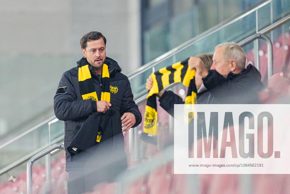 Club manager Jacob Lennartsson and sports director Hasse Larsson of Mjällby during the UEFA Conference League soccer match between Mjällby and Inter Club d Escaldes on October 15, 2026 in Helsingborg. Photo by Christoffer Borg Mattisson, BILDBYRÅN COP 261 CB0562 soccer football fotball UEFA Conference League Conference League Mjällby in bbeng soccer football fotball UEFA Conference League Conference League Mjällby in bbeng