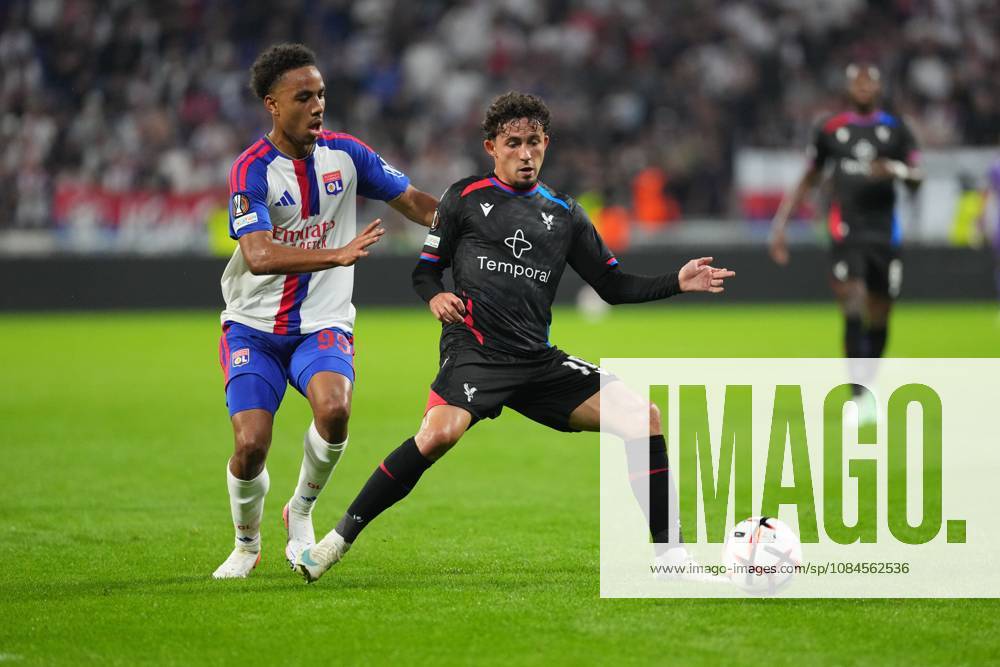 Yeremy Pino of Crystal Palace and Noah Nartey of Lyon Lyon v Crystal Palace, UEFA Europa League, Football, Groupama Stadium, Lyon, France - 15 Oct 2026Lyon Groupama Stadium France