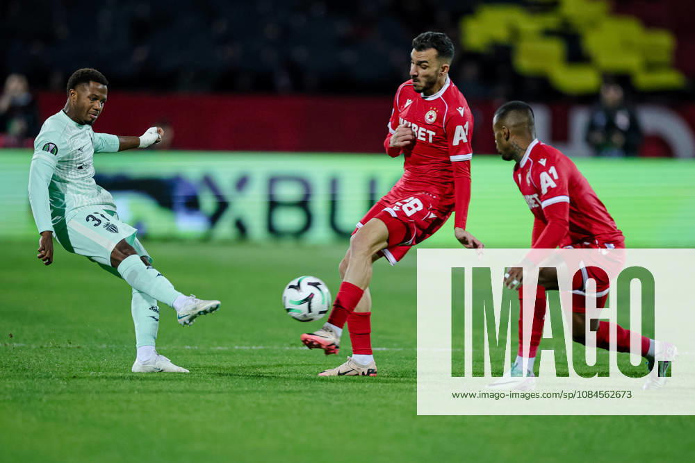 Football - UEFA Conference League - Round 1 - PFC CSKA Sofia - AS Monaco - 15.10.2026 Ansu Fati, 31 of AS Monaco FC and Ioannis Pittas, 28 of PFC CSKA Sofia during UEFA Conference League - Round 1 match between PFC CSKA Sofia and AS Monaco at Vasil Levski Stadium in Sofia, Bulgaria, on October 15th, 2026 in Sofia, Bulgaria. Bulgaria
