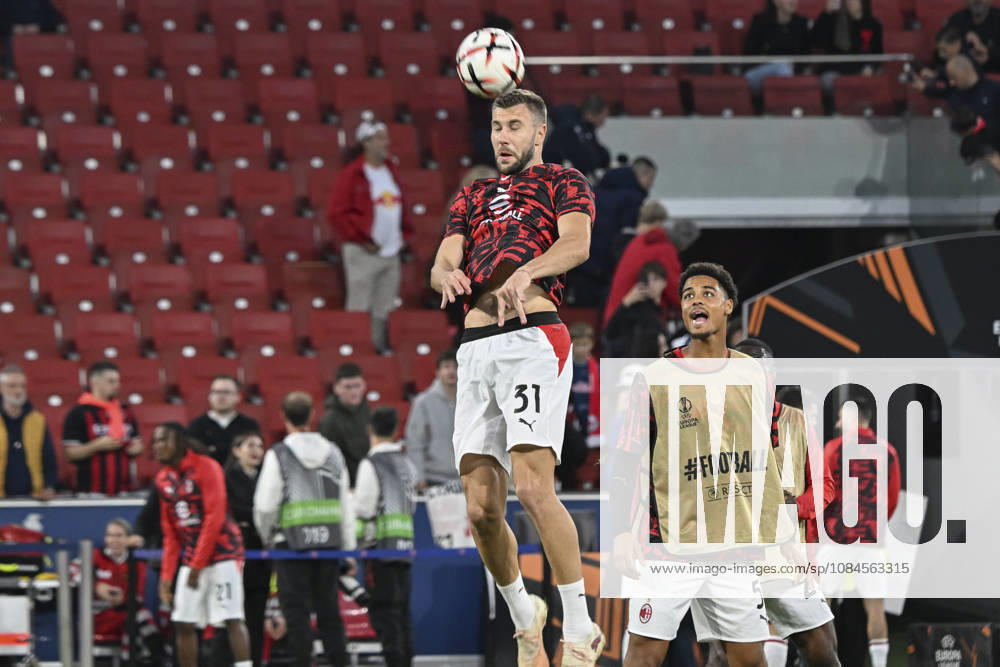 Strahinja Pavlovic of AC Milan in action during the UEFA Europa League league phase matchday 2 match between FC Salzburg and AC Milan at Red Bull Arena on October 15, 2026 in Salzburg, Austria.