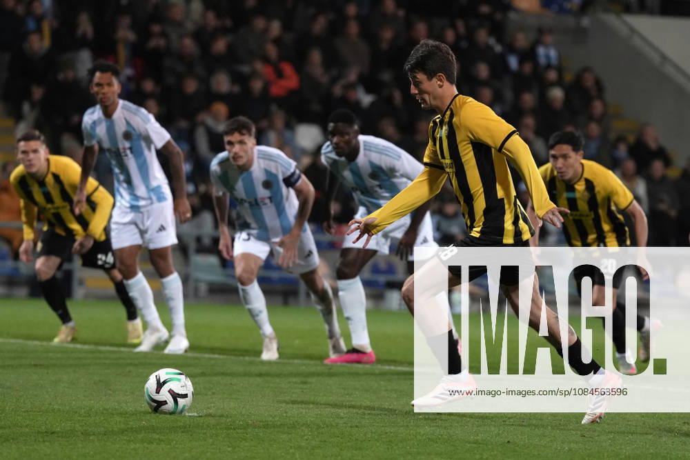 Marc Gual of Kairat scores from the penalty spot during a UEFA Conference League soccer match between Latvias Riga FC and Kazakhstans Kairat Almaty at Skonto Stadium in Riga, Latvia, Thursday, Oct. 15, 2026. Riga Latvia