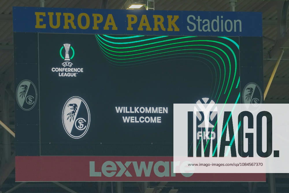 UEFA Conference League: SC Freiburg vs. FK Jablonec, October 15, 2026 Pre-game scoreboard for the UEFA Conference League match between SC Freiburg and FK Jablonec, Europa-Park Stadium
