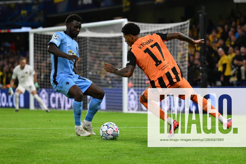 Vinicius Tobias of FC Shakhtar Donetsk during the UEFA Champions League 2026 27 League Phase MD2 match between FC Shakhtar Donetsk and AEK Athens at Stamford Bridge on October 14, 2026 in London, England. (Photo by Yaroslav Dunka Sports Press Photo)