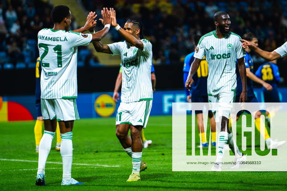 Team Omonia celebrate score during the UEFA Europa League match between Celje (Slovenia) and Omonia (Cyprus) at Stadion Celje, Celje on October 15, 2026 in Celje, Slovenia. (Photo by Andraz Corel Sports Press Photo).