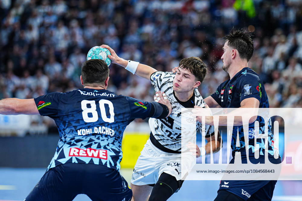 Jannik Kohlbacher, Rhein Neckar Löwen, 80; Rasmus Ankermann, THW Kiel, 22; Robert Timmermeister, Rhein Neckar Löwen, 07 GER; THW Kiel vs. Rhein Neckar Löwen, Handball, 1st Bundesliga, Matchday 9, 2026–2027 Season, October 15, 2026 GER, THW Kiel vs. Rhein Neckar Löwen, Handball, 1st Bundesliga, Matchday 9, 2026–2027 Season, October 15, 2026, Kiel