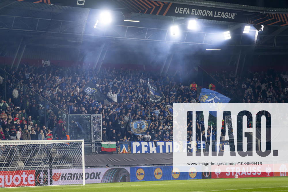 NIJMEGEN: Levski Sofia supporters during the UEFA Europa League match between NEC and Levski Sofia at Stadion De Goffert on October 15, 2026, in Nijmegen, the Netherlands. Photo by DeFodi Images