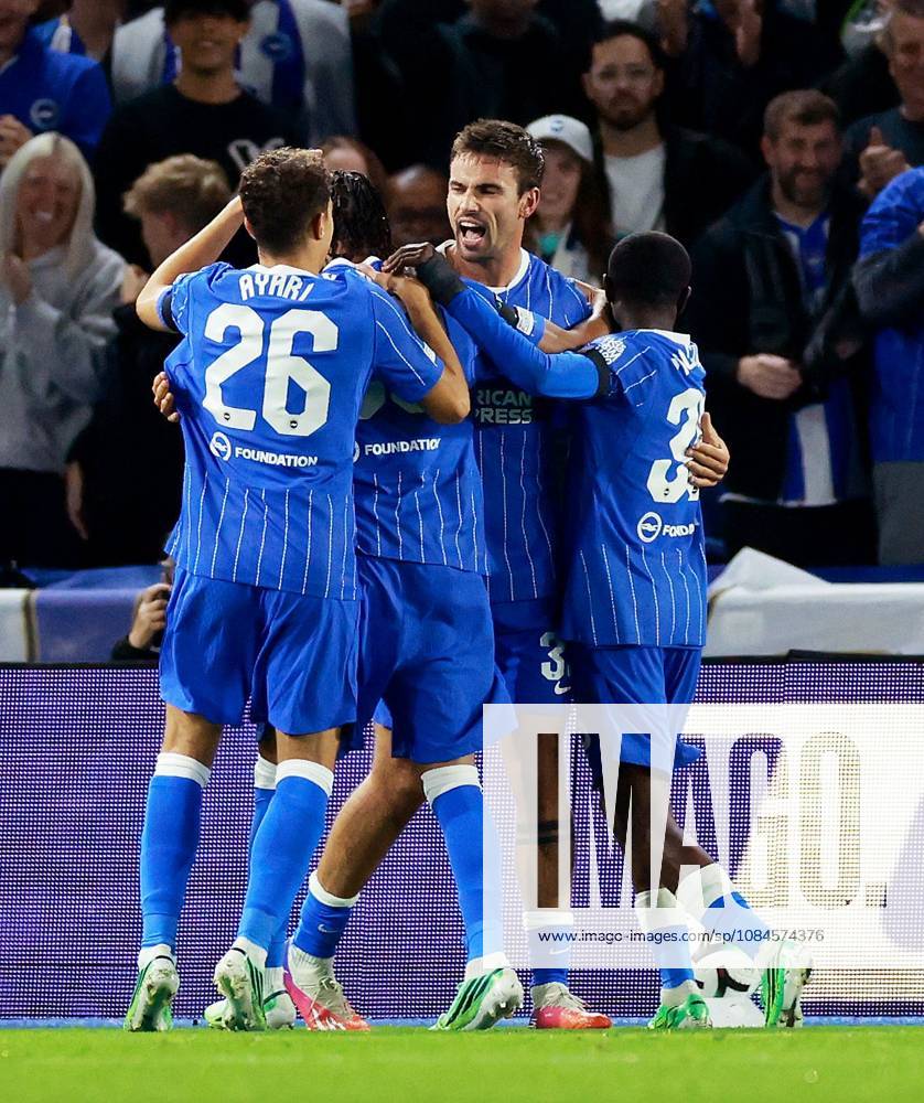 Matt O Riley of Brighton and Hove Albion celebrates scoring a goal after making the score 4-0. Brighton & Hove Albion v Kauno Zalgiris, UEFA Conference League, Football, American Express Stadium, Brighton, UK - 15 Oct 2026Brighton American Express Stadium United Kingdom