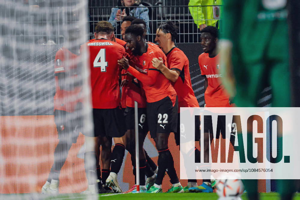 Joie des joueurs du Stade Rennais aprés le but de Abdelhamid Ait Boudlal (Stade Rennais)