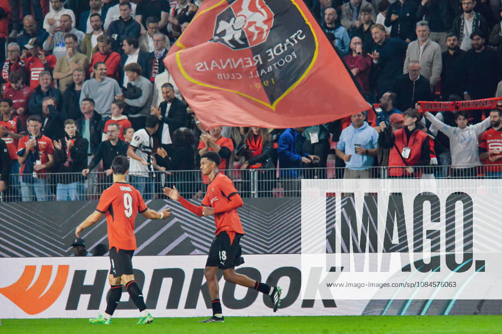Joie des joueurs du Stade Rennais aprés le but de Abdelhamid Ait Boudlal (Stade Rennais)