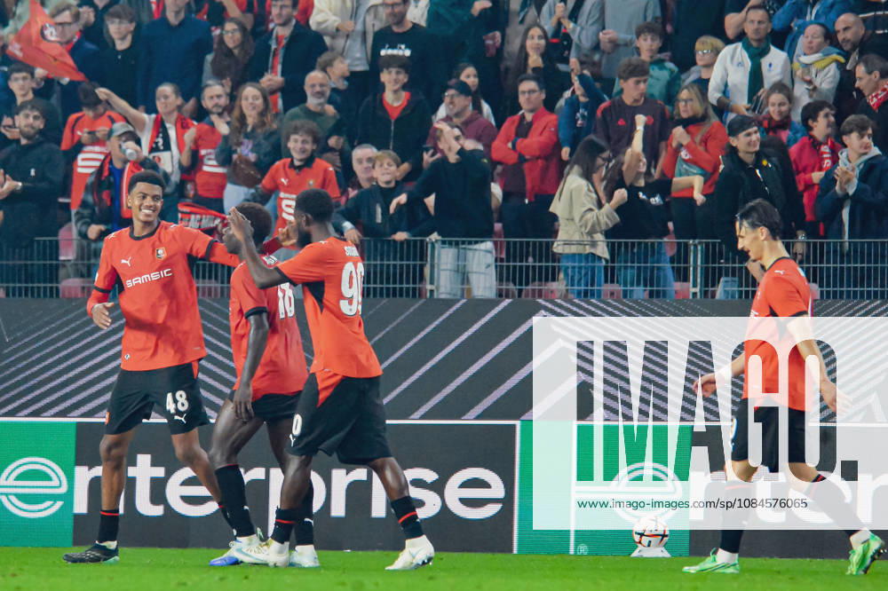 Joie des joueurs du Stade Rennais aprés le but de Abdelhamid Ait Boudlal (Stade Rennais)