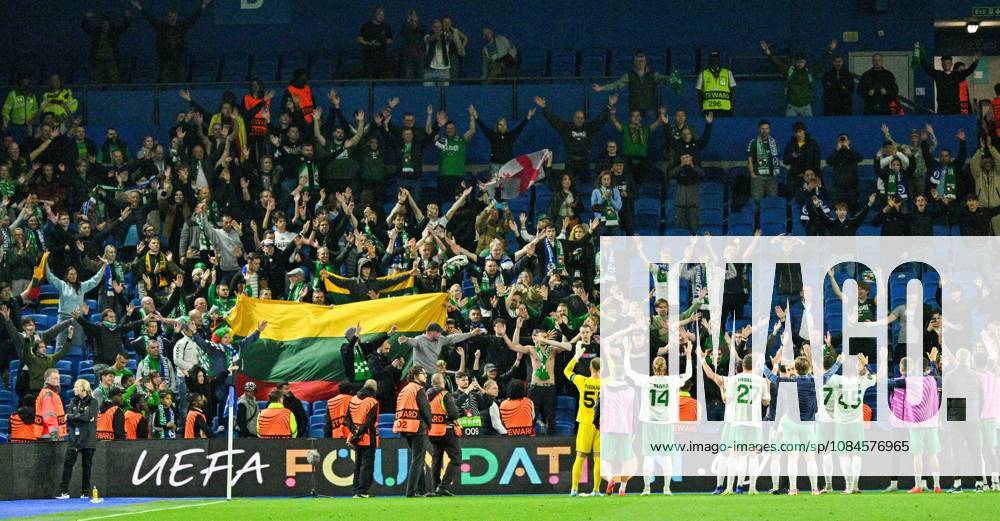 Kuano Zalgiris fans cheer their team despite being beaten four nil during the UEFA Conference League match between Brighton and Hove Albion and Kuano Zalgiris at the American Express Stadium , Brighton , UK - 15th October 2026 Brighton & Hove Albion vs Kuano Zalgiris UEFA Conference League Football, Amex Stadium, Sussex, United Kingdom - 15 Oct 2026Brighton Amex Stadium Sussex United Kingdom Editorial use only. No merchandising. For Football images FA and Premier League restrictions apply inc. no internet mobile usage without FAPL license - for details contact Football Dataco