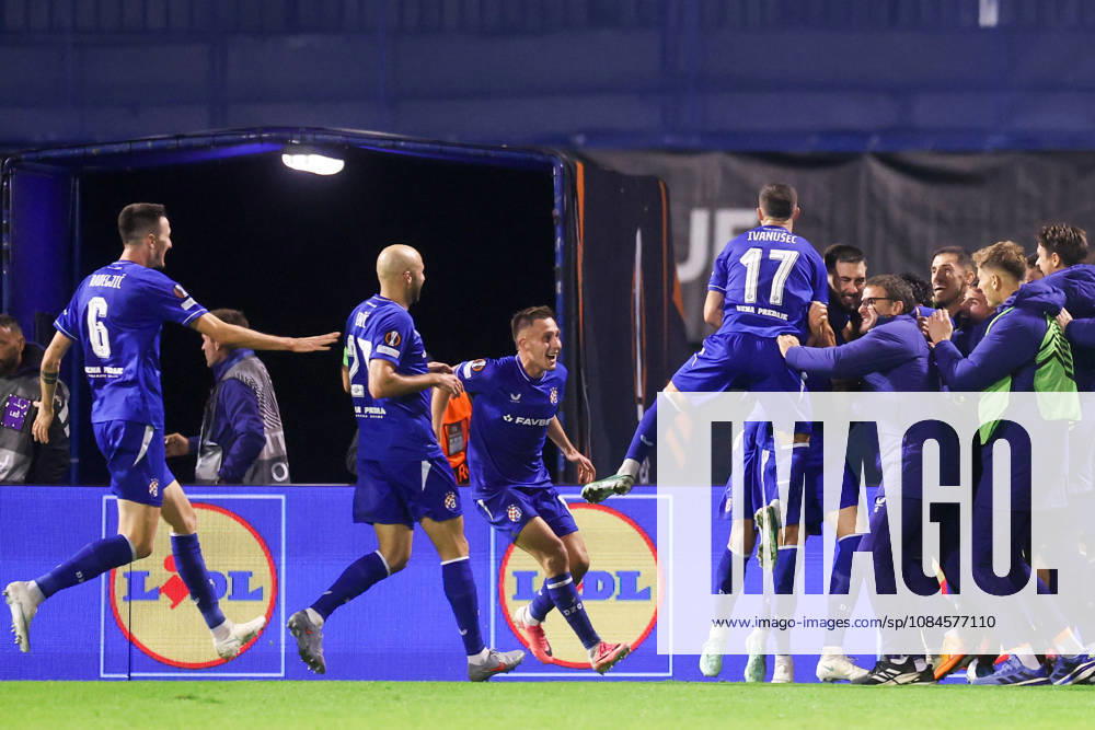 GNK Dinamo v RSC Anderlecht - UEFA Europa League 2026 27 League Phase MD2 Dion Beljo of Dinamo Zagreb celebrate a goal with his teammates during the UEFA Europa League 2026 27 League Phase MD2 match between GNK Dinamo and RSC Anderlecht at Stadion Maksimir on October 15, 2026 in Zagreb, Croatia. MatijaxHabljak PIXSELL