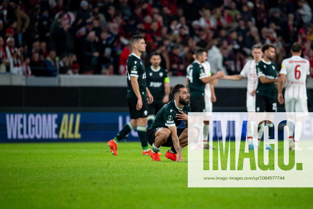 GER, Soccer, Men s, UEFA Conference League, 2026–2027 Season, Matchday 1, SC Freiburg vs. FK Jablonec; Vakhtang Tchanturishvili of FK Jablonec is frustrated by the loss; Freiburg, Europapark Stadium, Baden-Württemberg, Germany