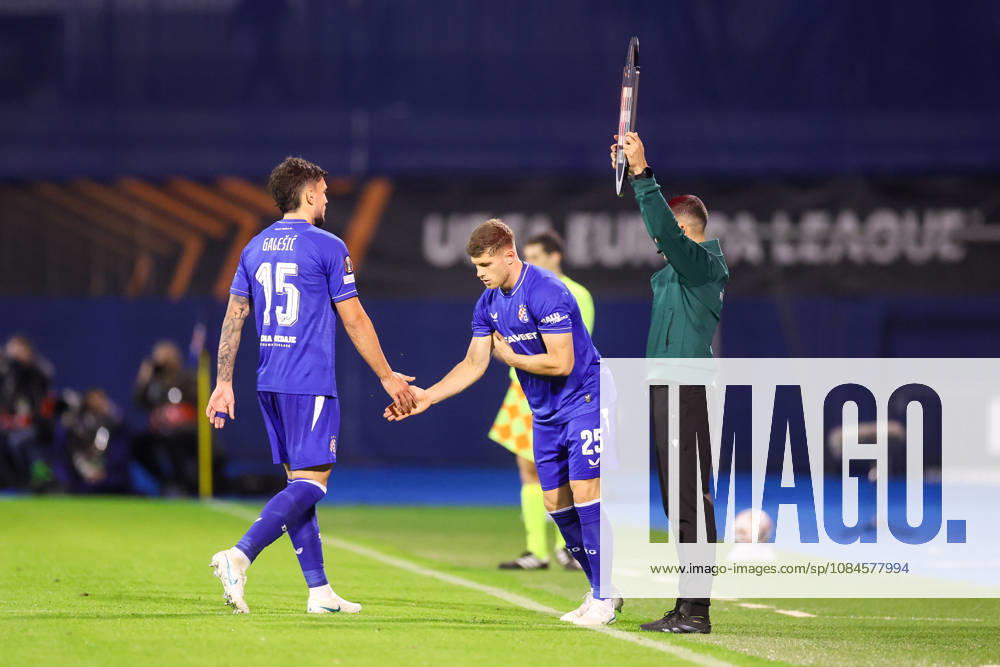 GNK Dinamo v RSC Anderlecht - UEFA Europa League 2026 27 League Phase MD2 Moris Valincic of Dinamo Zagreb substitute Niko Galesic of Dinamo Zagreb during the UEFA Europa League 2026 27 League Phase MD2 match between GNK Dinamo and RSC Anderlecht at Stadion Maksimir on October 15, 2026 in Zagreb, Croatia. MatijaxHabljak PIXSELL