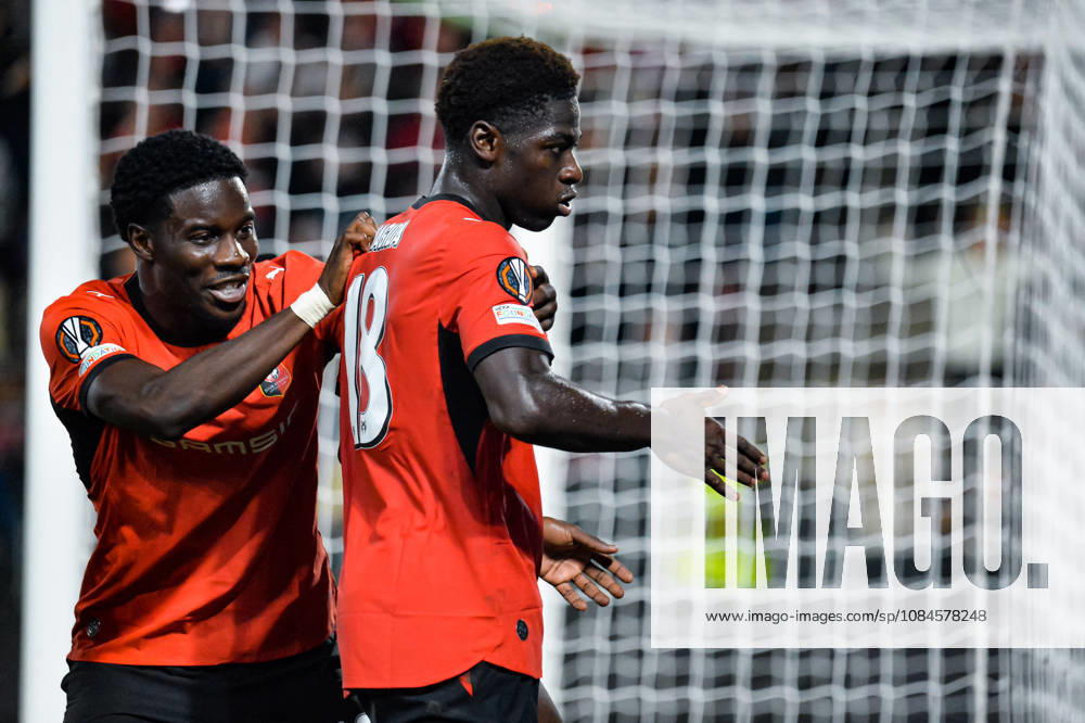 Joie des joueurs du Stade Rennais aprés le but de Mahamadou Nagida (Stade Rennais)