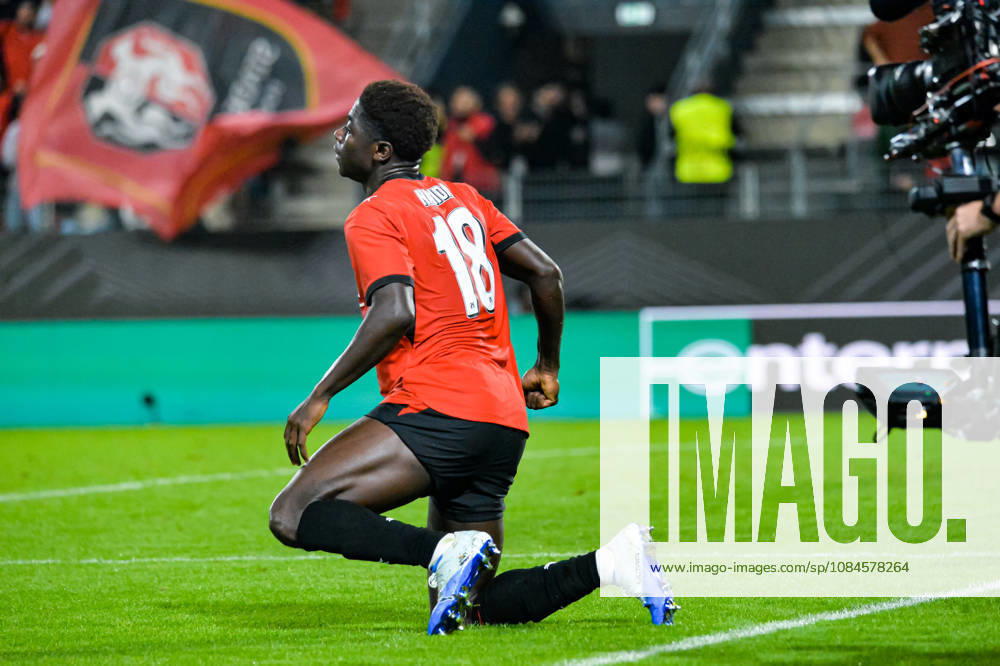 Joie des joueurs du Stade Rennais aprés le but de Mahamadou Nagida (Stade Rennais)