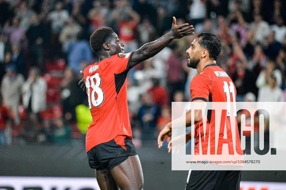 Joie des joueurs du Stade Rennais aprés le but de Mahamadou Nagida (Stade Rennais)