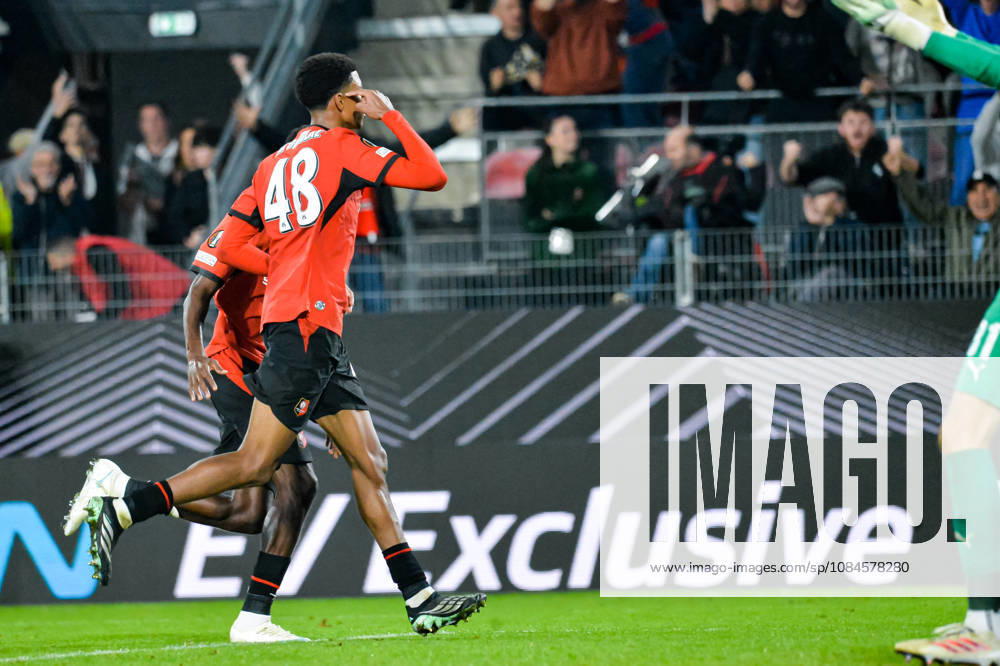 Joie des joueurs du Stade Rennais aprés le but de Abdelhamid Ait Boudlal (Stade Rennais)