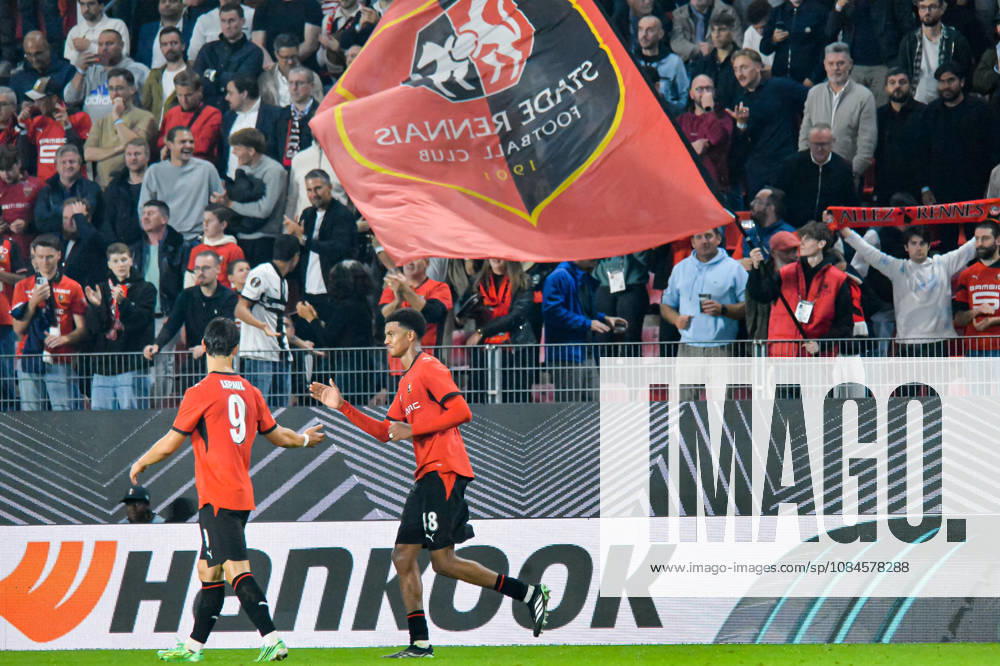 Joie des joueurs du Stade Rennais aprés le but de Abdelhamid Ait Boudlal (Stade Rennais)