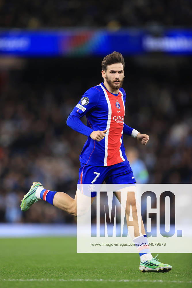 Manchester City gegen Paris Saint-Germain, 14. Oktober 2026, UEFA Champions League, Gruppenphase, Manchester City gegen Paris Saint-Germain, Khvicha Kvaratskhelia von Paris Saint-Germain, Foto: Simon Stacpoole, Abseits, Manchester, Großbritannien