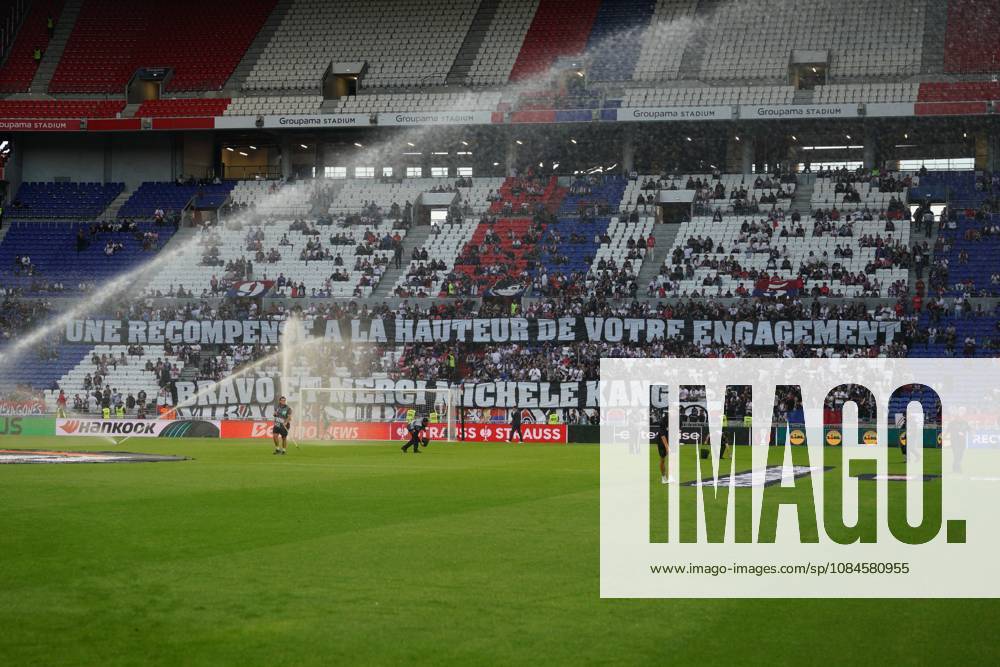 Lyon fans hold up a banner praising Lyon president Michele Kang Lyon v Crystal Palace, UEFA Europa League, Football, Groupama Stadium, Lyon, France - 15 Oct 2026Lyon Groupama Stadium France